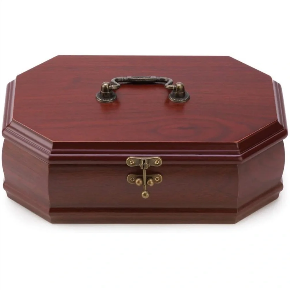 NEW Elegant Rosewood Finish Jewelry Box with Case Holder Tray - Picture 2 of 3